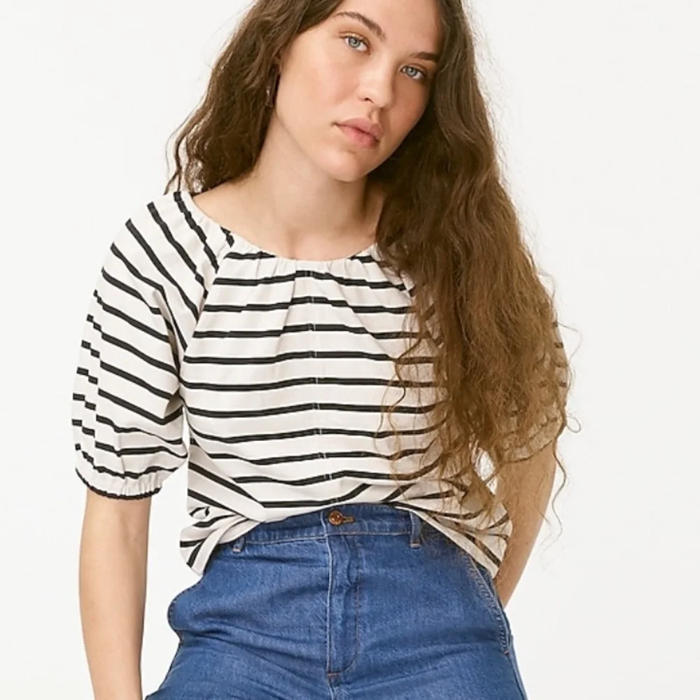 NWT J. Crew Mariner Cloth Puff Sleeve Top - Picture 2 of 7